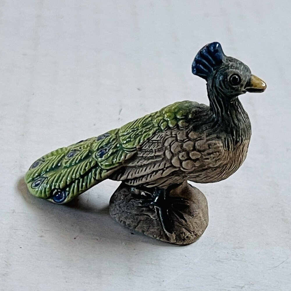 Peacock Figurine Mini Figure Collectible Decor Bird Colorful 2.5 X 1.75β In